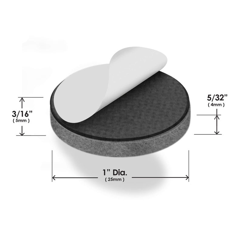 Slipstick وسادات أثاث من الصوف الفاخر من سليبستيك / واقيات الأرضيات (حزمة قيمة بحجم 1 بوصة دائرية) تشمل 40 وسادة ثقيلة من اللباد لأرجل الكراسي مع لاصق ذاتي، رمادي، CB115 - Image 3
